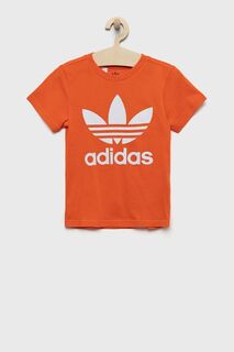 Детская хлопковая футболка adidas Originals, оранжевый