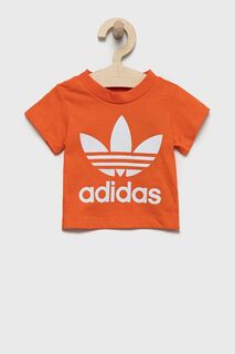 Детская хлопковая футболка adidas Originals, оранжевый