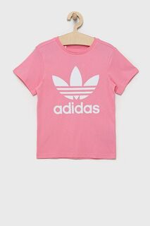 Детская хлопковая футболка adidas Originals, розовый