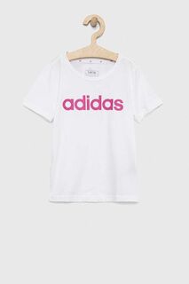 Детская хлопковая футболка adidas G LIN, белый