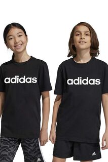 Детская хлопковая футболка adidas U LIN, черный