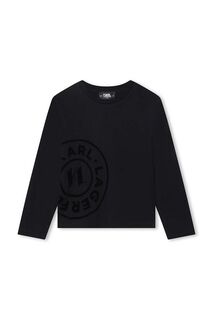 Детская хлопковая рубашка с длинными рукавами Karl Lagerfeld, черный