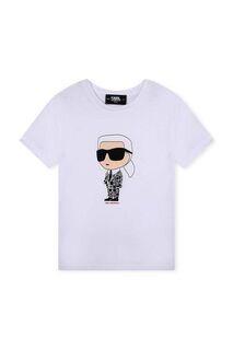 Детская хлопковая футболка Karl Lagerfeld, белый