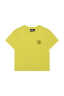 Детская хлопковая футболка Karl Lagerfeld, желтый