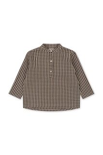 Детская хлопковая рубашка Konges Sløjd, коричневый
