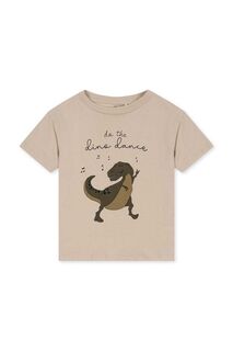 Детская хлопковая футболка Konges Sløjd, бежевый