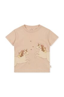 Детская хлопковая футболка Konges Sløjd, розовый