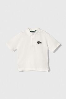 Детская хлопковая рубашка-поло Lacoste, белый