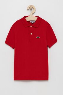 Детская хлопковая рубашка-поло Lacoste, красный