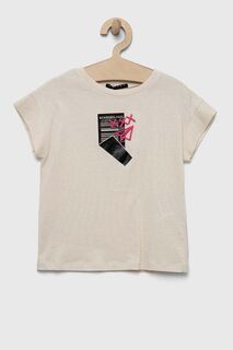 Детская футболка Sisley из хлопка, бежевый