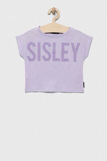 Детская футболка Sisley из хлопка, фиолетовый