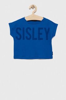 Детская футболка Sisley из хлопка, темно-синий