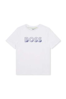 Детская хлопковая футболка BOSS, белый