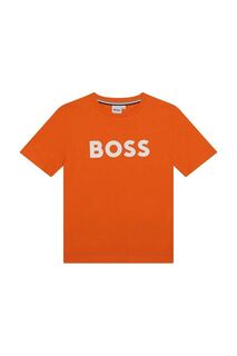 Детская хлопковая футболка BOSS, оранжевый