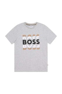 Детская хлопковая футболка BOSS, серый