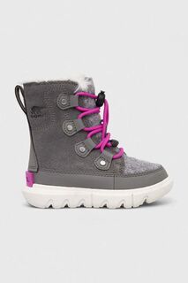 Детские зимние ботинки Sorel CHILDRENS SOREL EXPLORER LACE WP, серый