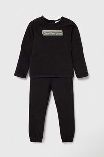 Хлопковый детский спортивный костюм Calvin Klein Jeans, черный