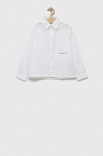 Детская хлопковая рубашка Calvin Klein Jeans, белый