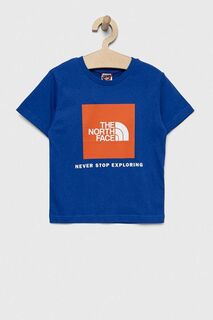 Детская хлопковая футболка The North Face, синий