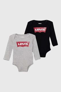 Хлопковое детское боди Levi&apos;s, 2 пары, серый Levis