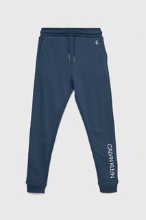 Детские хлопковые спортивные штаны Calvin Klein Jeans, темно-синий
