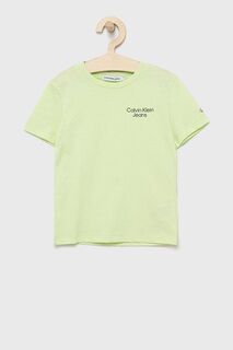 Детская хлопковая футболка Calvin Klein Jeans IB0IB01319.9BYY, зеленый