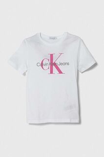 Детская хлопковая футболка Calvin Klein Jeans, белый