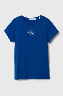 Детская хлопковая футболка Calvin Klein Jeans, синий