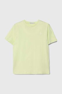Детская хлопковая футболка Calvin Klein Jeans, зеленый