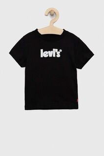 Детская хлопковая футболка Levi&apos;s, черный Levis