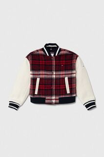 Детский бомбер Tommy Hilfiger из смесовой шерсти, красный