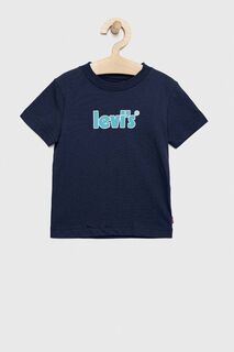 Детская хлопковая футболка Levi&apos;s, темно-синий Levis