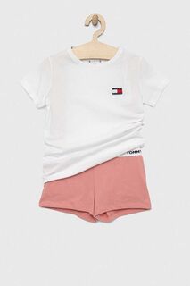 Детская хлопковая пижама Tommy Hilfiger, розовый