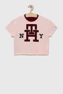 Двусторонняя футболка Tommy Hilfiger из хлопка, розовый