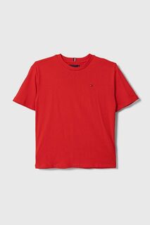 Детская хлопковая футболка Tommy Hilfiger, красный