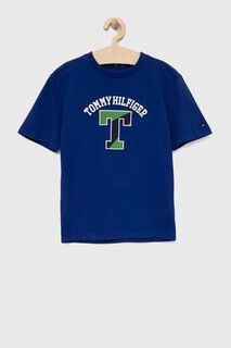 Детская хлопковая футболка Tommy Hilfiger, темно-синий