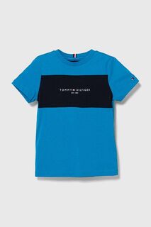 Детская хлопковая футболка Tommy Hilfiger, синий