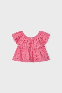 Детская хлопковая блузка Mayoral, розовый