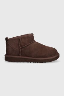 Детские замшевые зимние сапоги UGG KIDS CLASSIC ULTRA MINI, коричневый