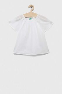 Детская хлопковая блузка United Colors of Benetton, белый