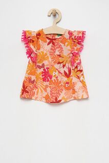 Детская хлопковая блузка United Colors of Benetton, оранжевый