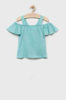 Детская хлопковая блузка United Colors of Benetton, бирюзовый