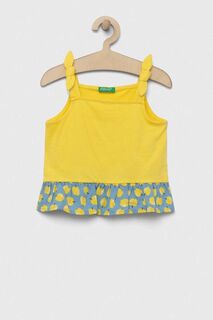 Детская хлопковая блузка United Colors of Benetton, желтый
