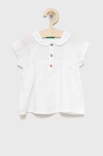 Детская льняная блузка United Colors of Benetton, белый