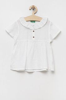 Детская льняная блузка United Colors of Benetton, белый