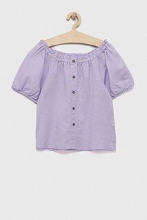 Детская льняная блузка United Colors of Benetton, фиолетовый