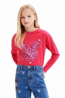 Детская хлопковая рубашка Desigual с длинными рукавами., розовый