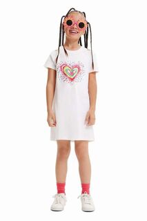 Детское хлопковое платье Desigual, белый