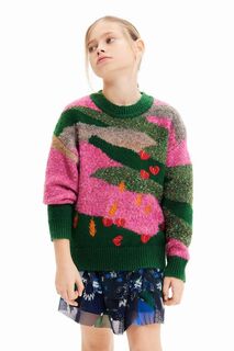 Детский свитер из смесовой шерсти Desigual, розовый