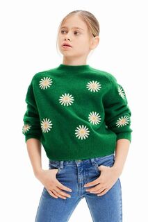 Детский свитер из смесовой шерсти Desigual, зеленый